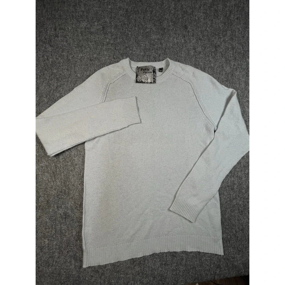 PUBLIC OPINION LONG‎ SLEEVE 100% CASHMERE CREW NECK SWEATER  Large BLUELuxury
